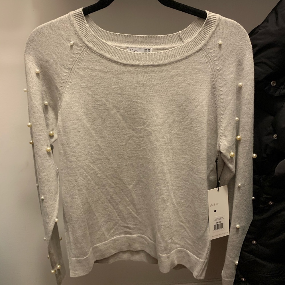 Grey sweater with fun sleeves!